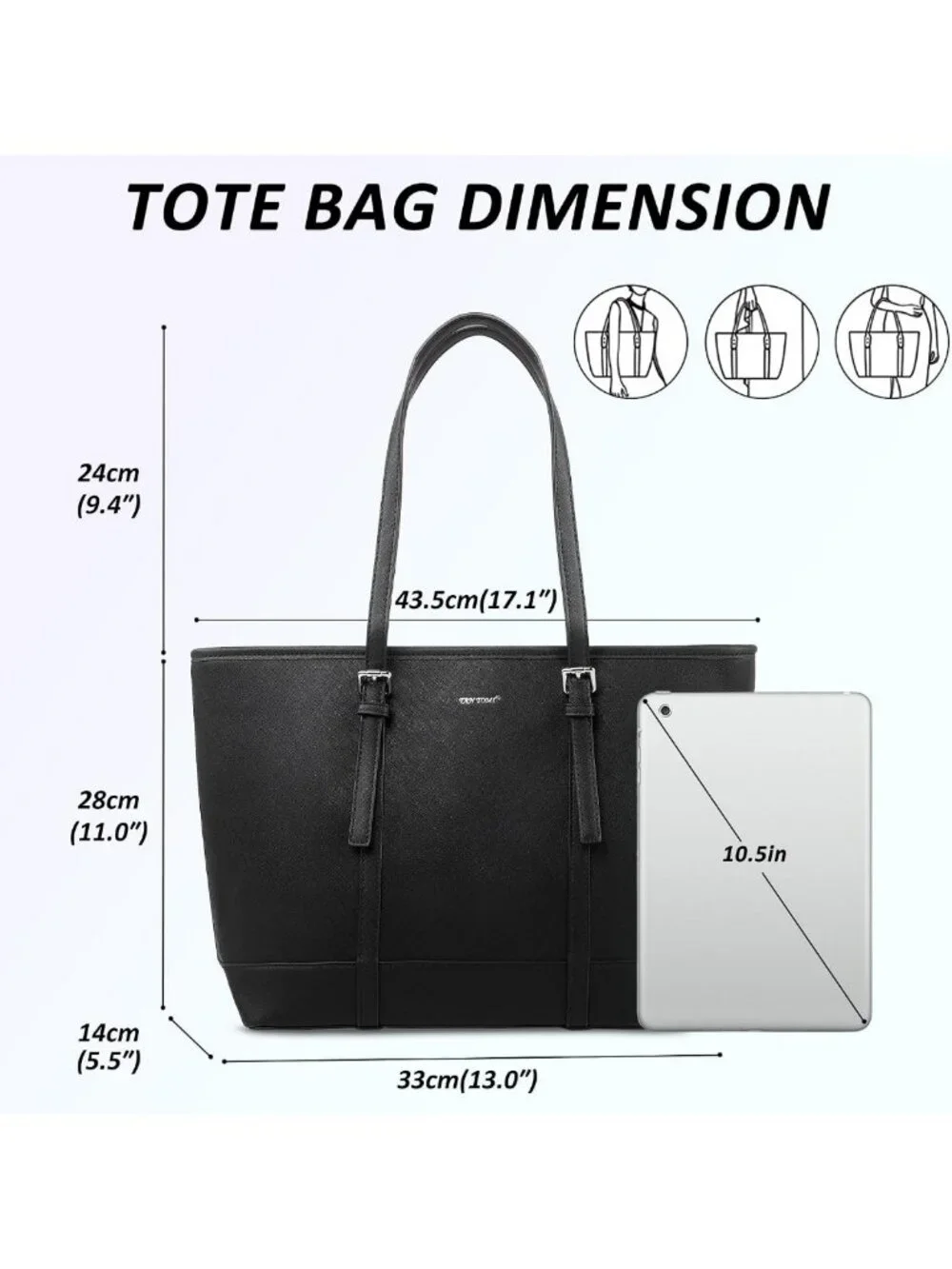 Stylish Vegan Leather Tote Bag for Women | Large Shoulder Handbag with